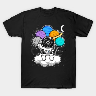 Astronaut Floating Cardano ADA Coin To The Moon Crypto Token Cryptocurrency Blockchain Wallet Birthday Gift For Men Women Kids T-Shirt